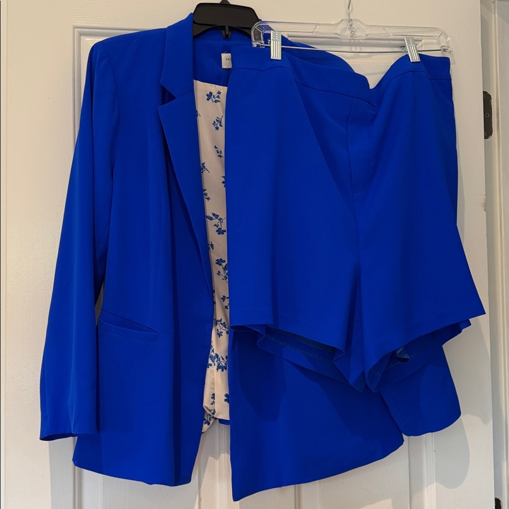Skies Are Blue royal blue Blazer and Short Set